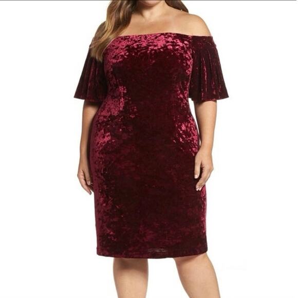 Eliza J Dresses & Skirts - Eliza J Women's Plus Off-Shoulder Crushed Velvet Sheath Cocktail Dress 20W